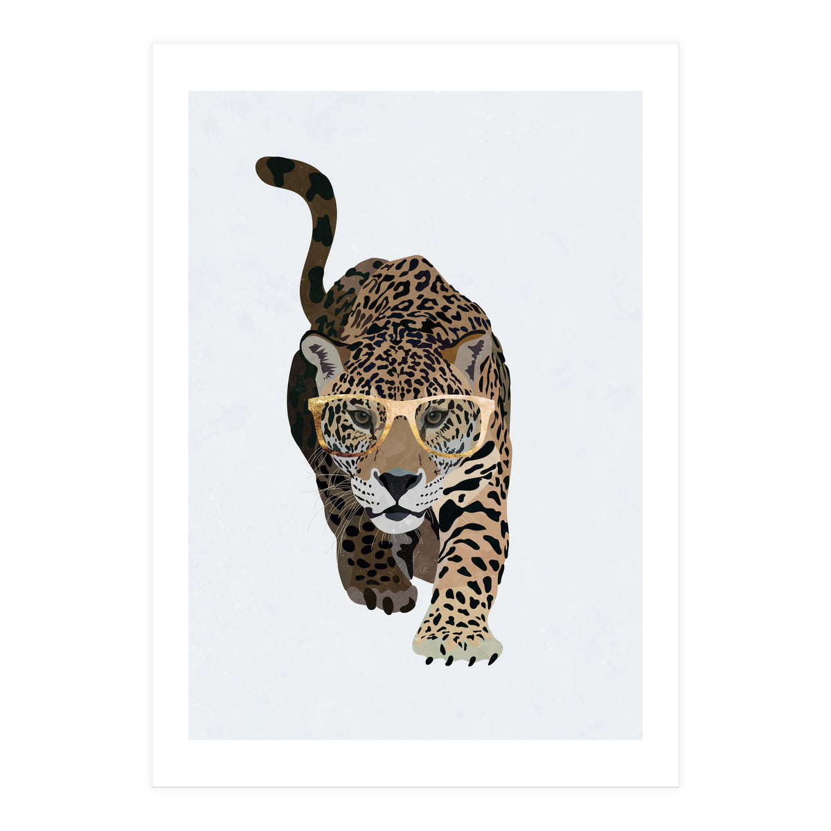 Catwalk Jaguar Wearing Gold Glasses (Print Only)