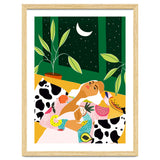 Eclectic Moon Lover | Modern Bohemian Quirky Woman Fashion | Color Pop Dreamer Illustration thumbnail