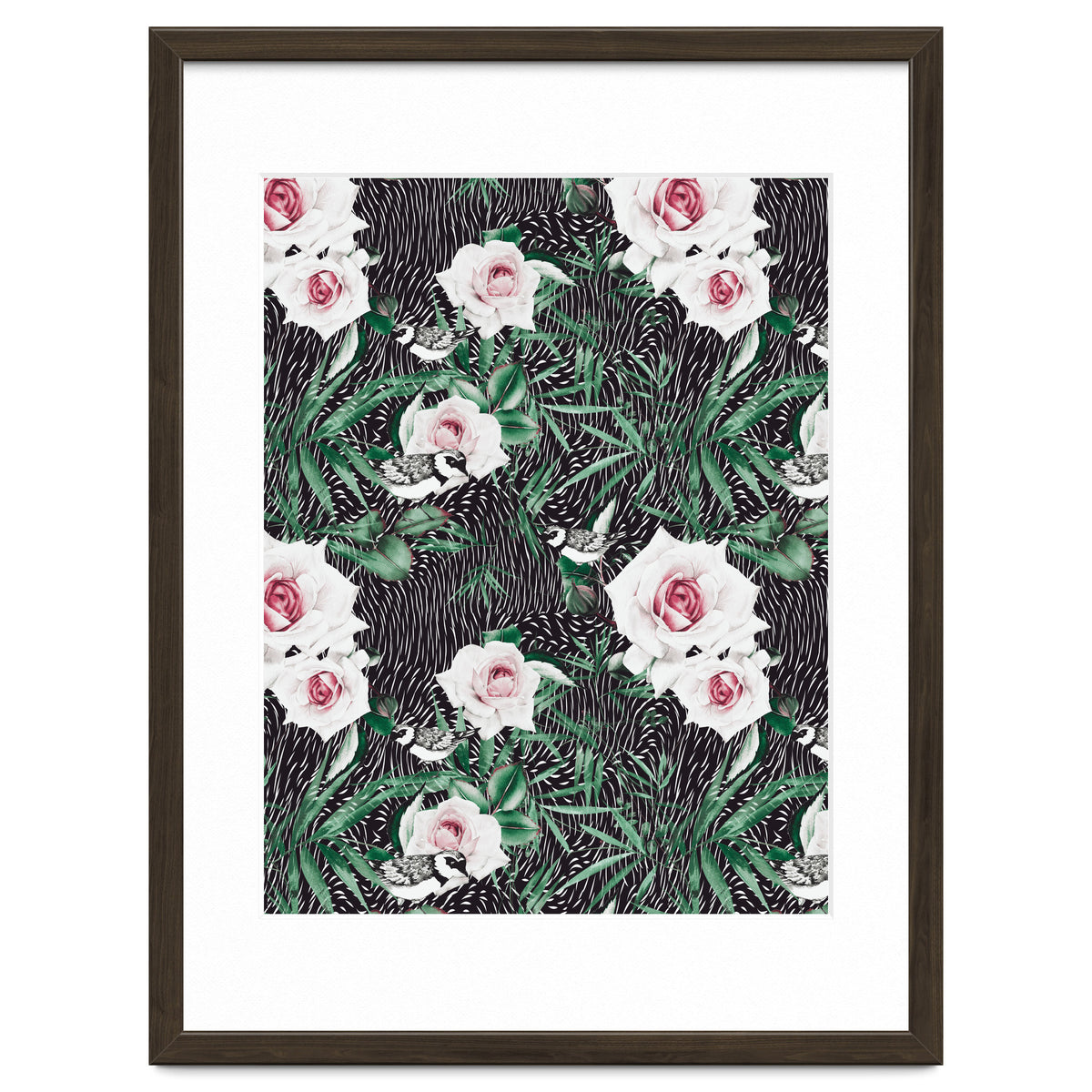 Dark flowery abstract of birds