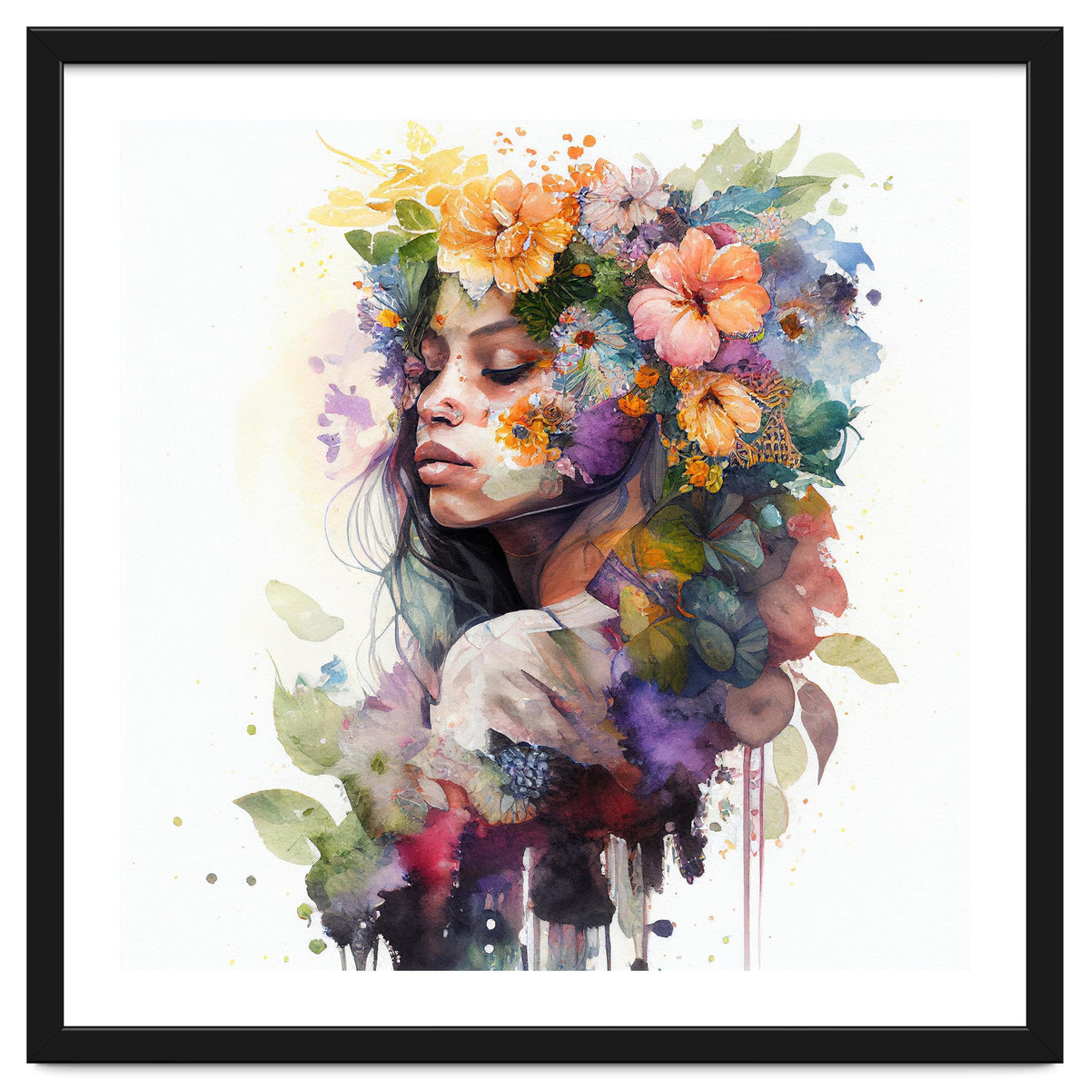 Watercolor Tropical Woman #6