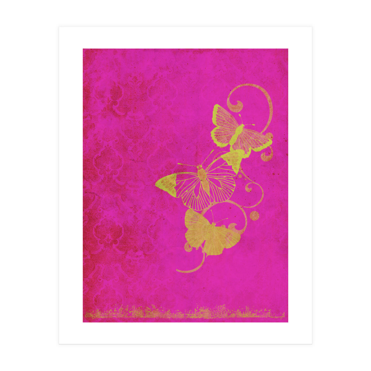 Yellow Butterflies on Pink (Print Only)