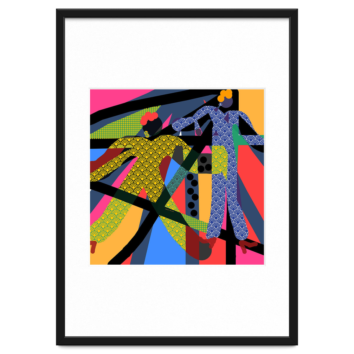 LADIES WEARING YELLOW AND BLUE PATTERNS