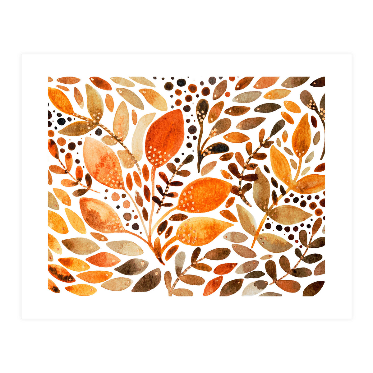 Watercolor modern foliage - autumn palette (Print Only)