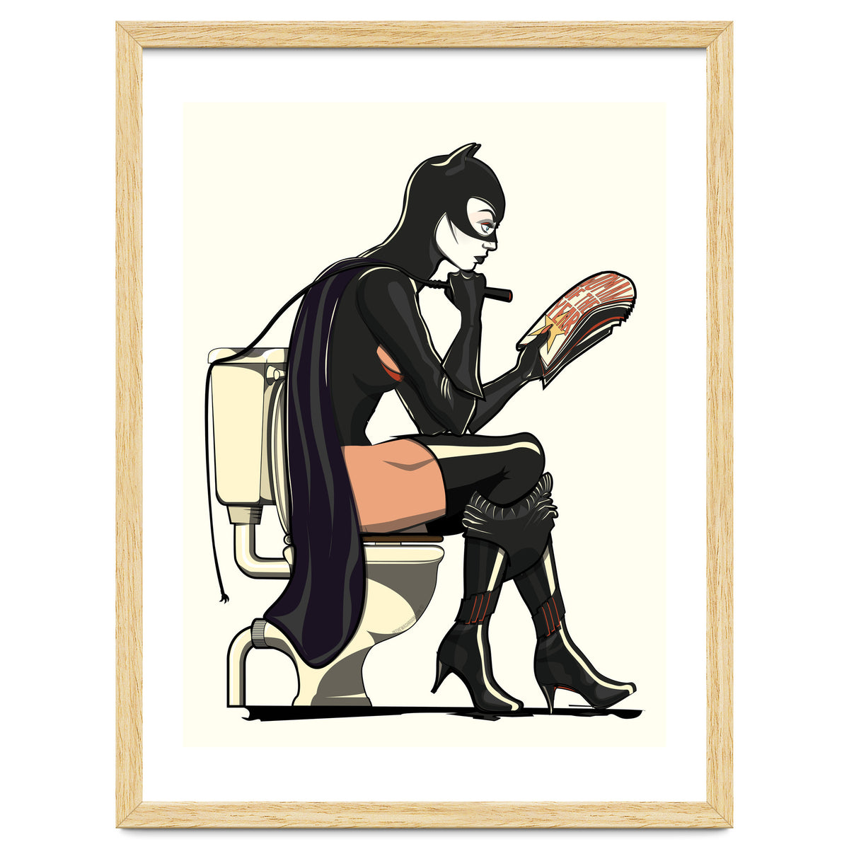 Catwoman on the Toilet, funny Bathroom Humour
