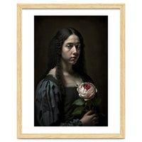 Sad Young Woman Moody Vintage Dark Painting