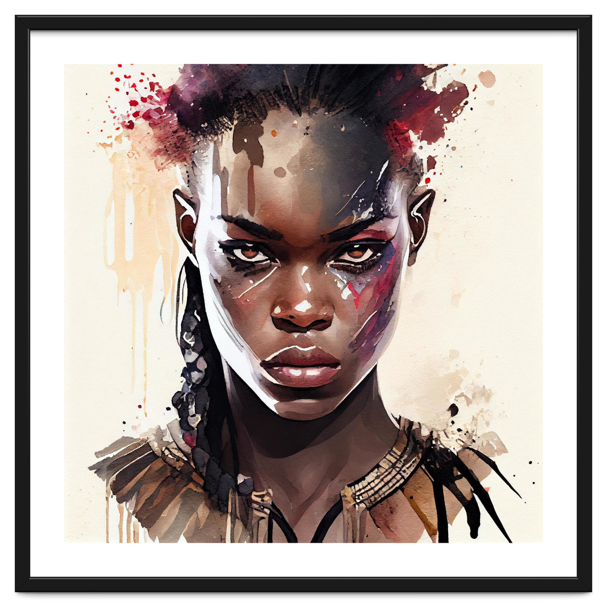 Watercolor African Warrior Woman #2