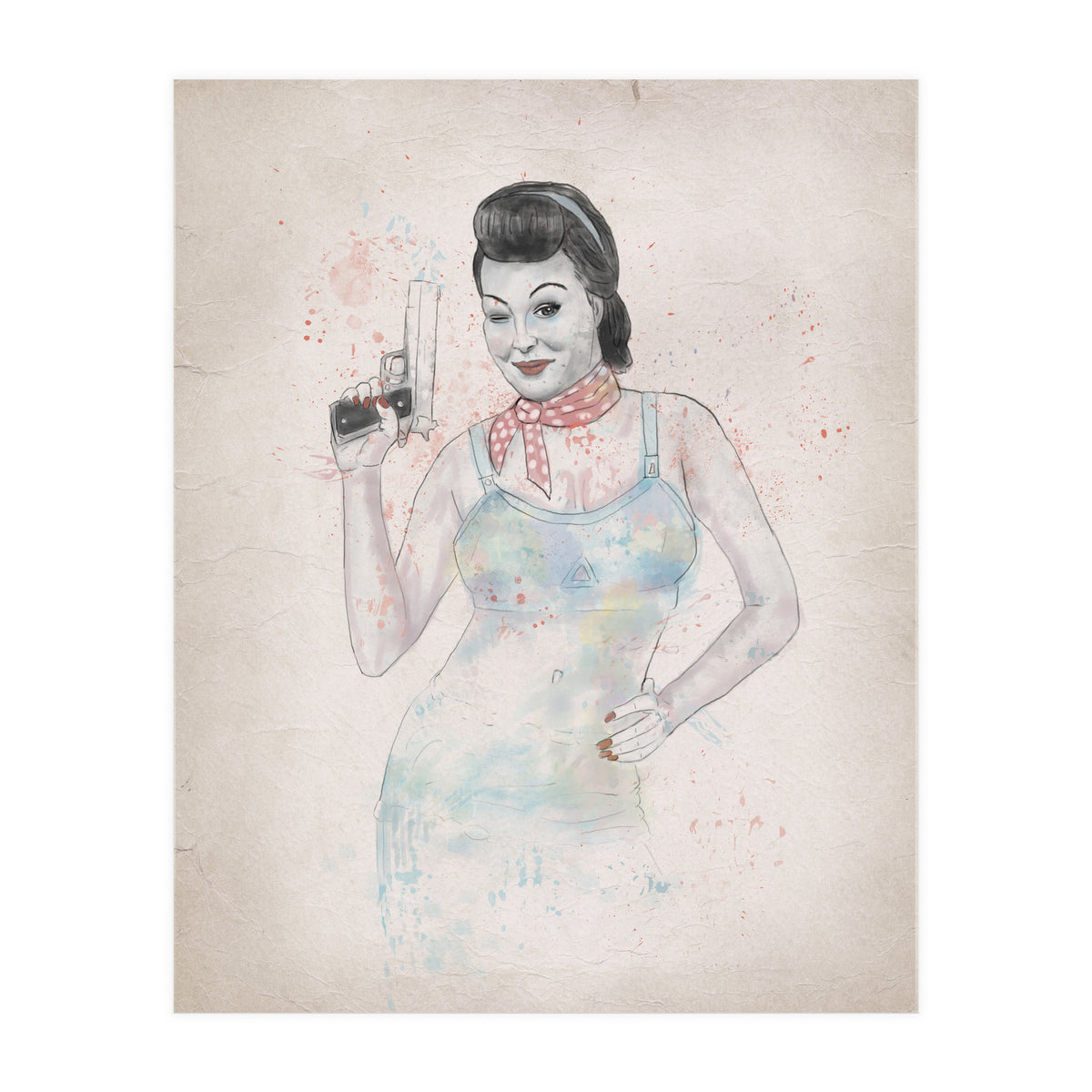 Posing With Gun (Print Only)