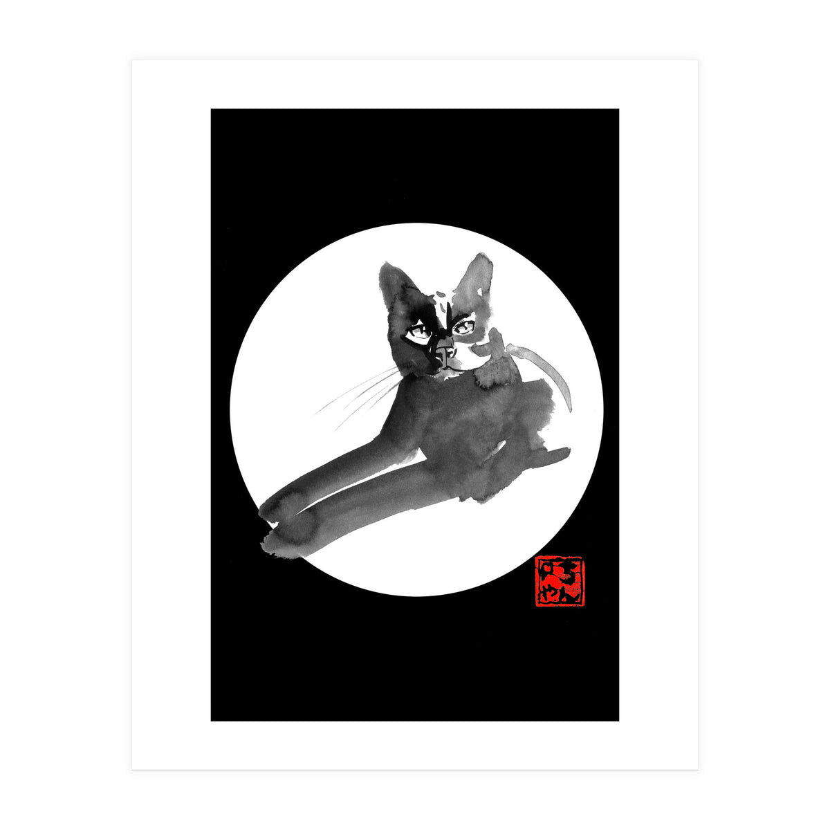 Laying Cat in white (Print Only)