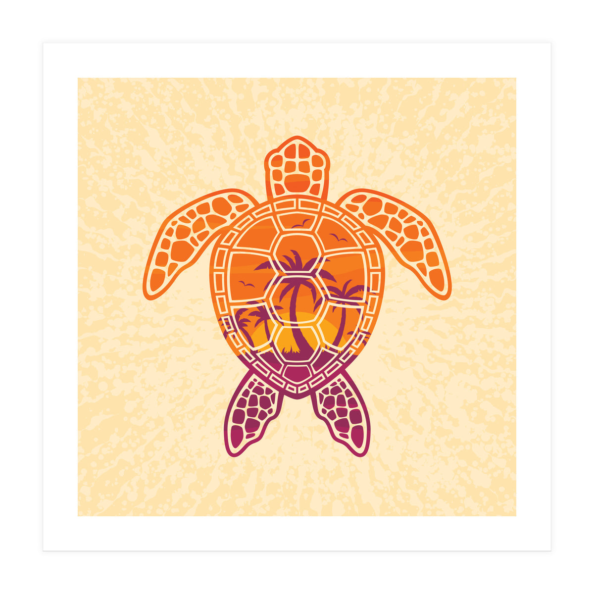 Tropical Sunset Sea Turtle Design (Print Only)