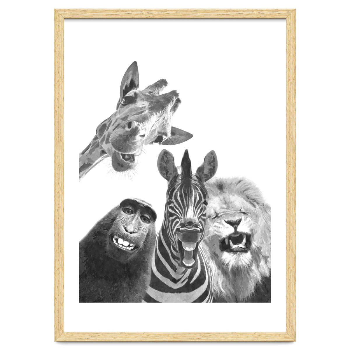 Black and White Jungle Animal Friends