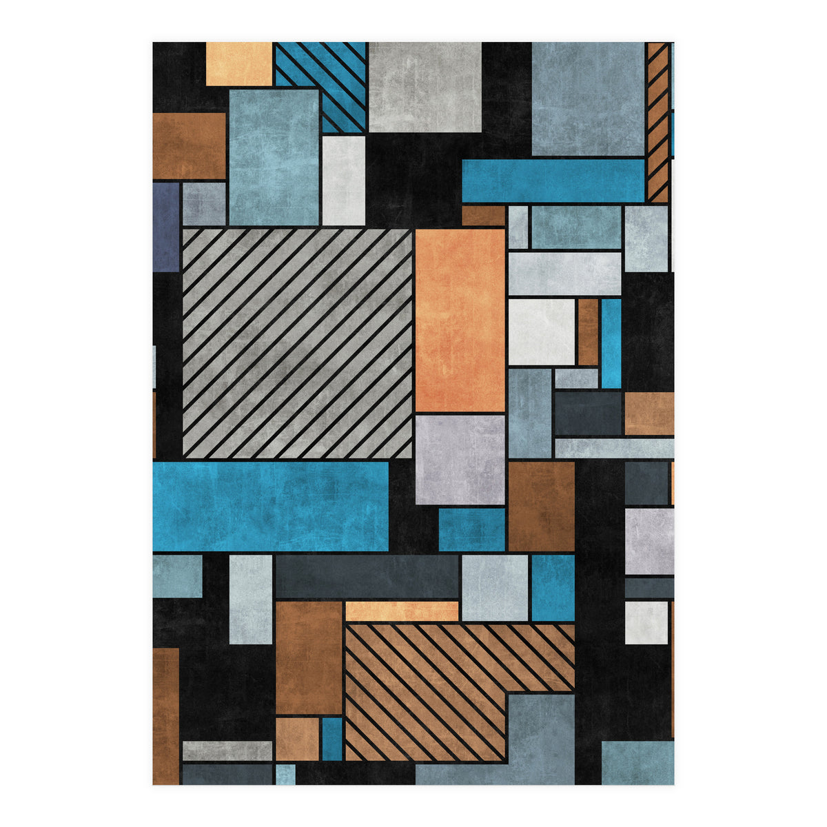Random Concrete Pattern - Blue, Grey, Brown (Print Only)