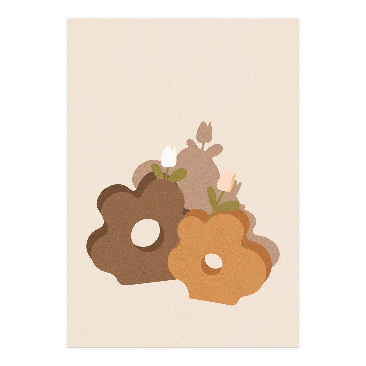 Tulip Flower Boho Neutral Beige (Print Only)