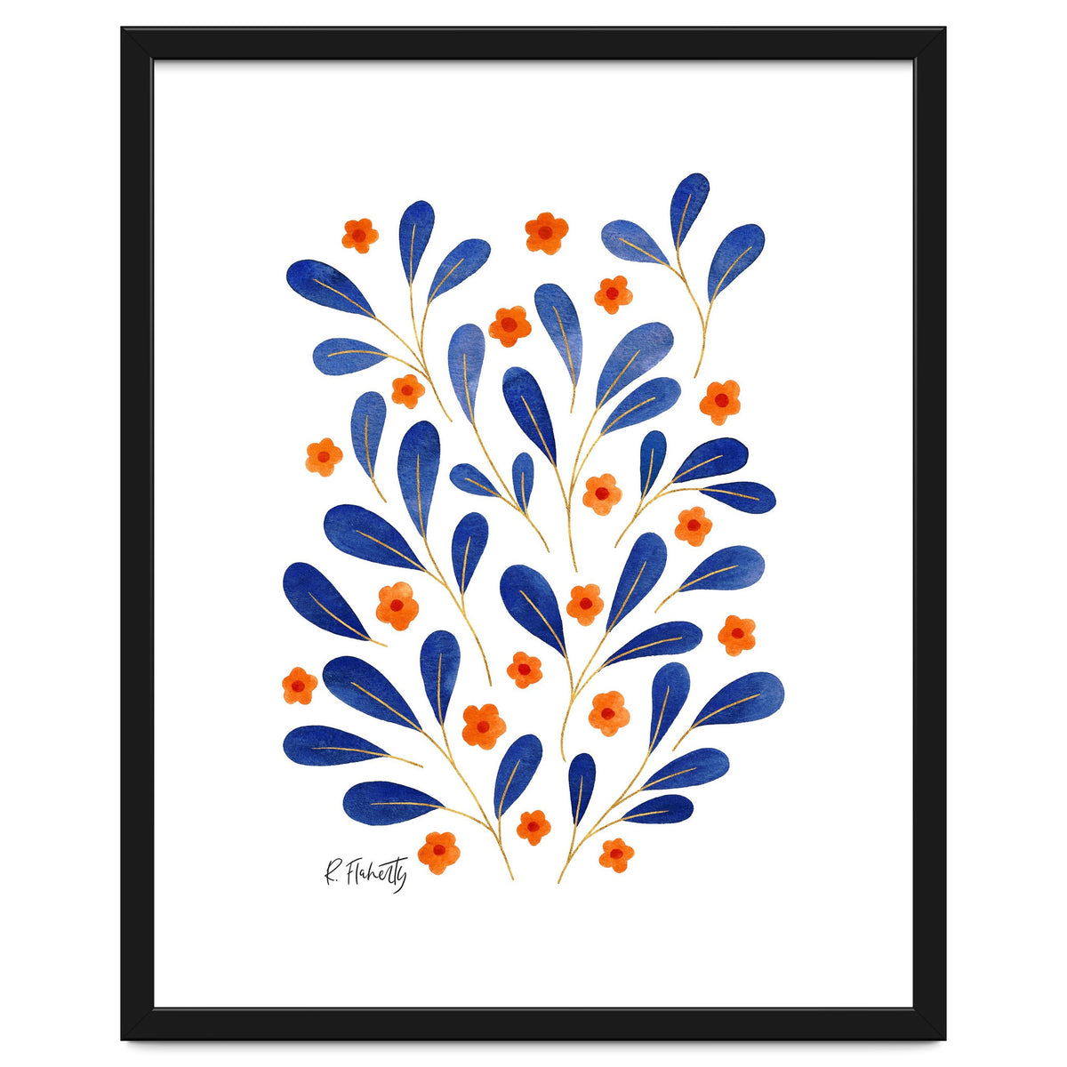 Springtime Floral | Blue and Orange