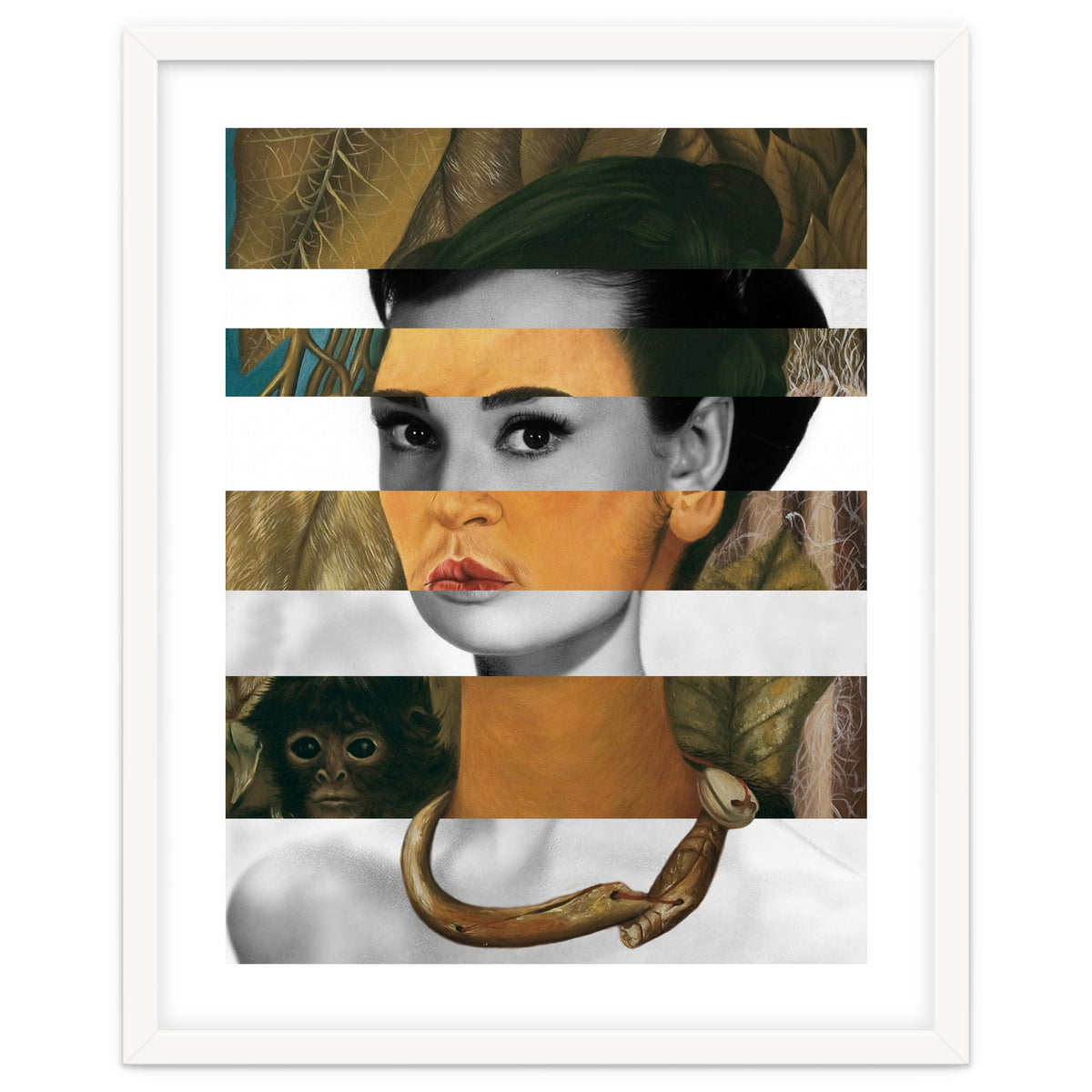 Frida Kahlo's Self Portrait with Monkey & Audrey Hepburn