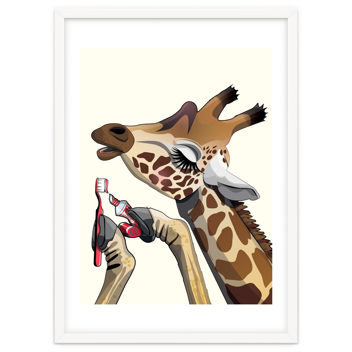 Giraffe Brushing Teeth, Funny Bathroom Humour