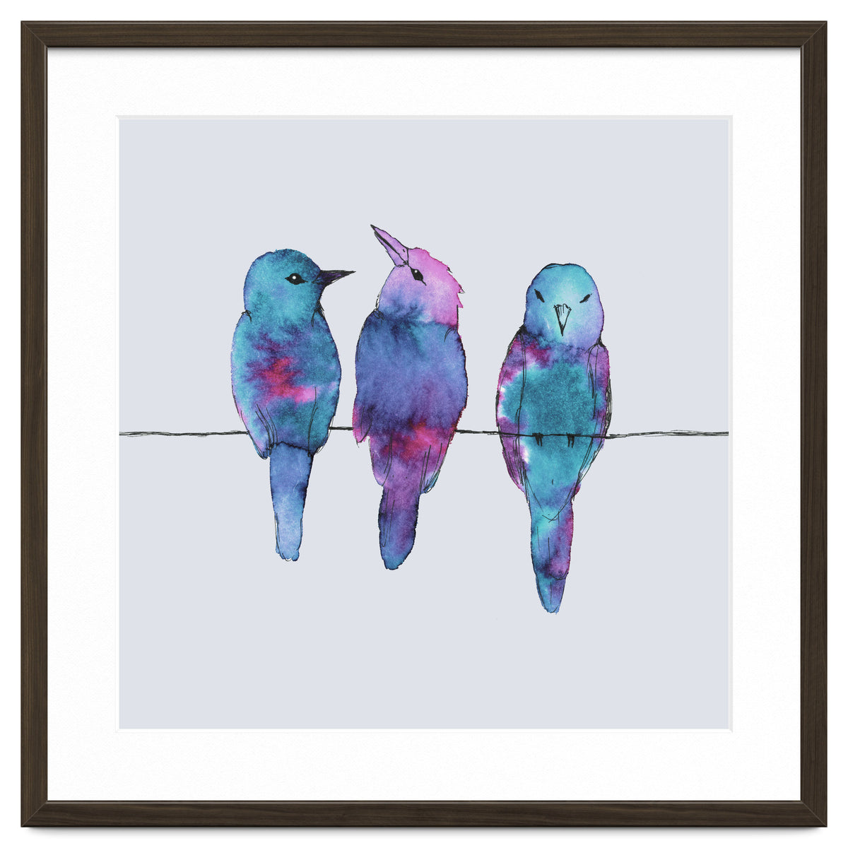 Three birds on a wire