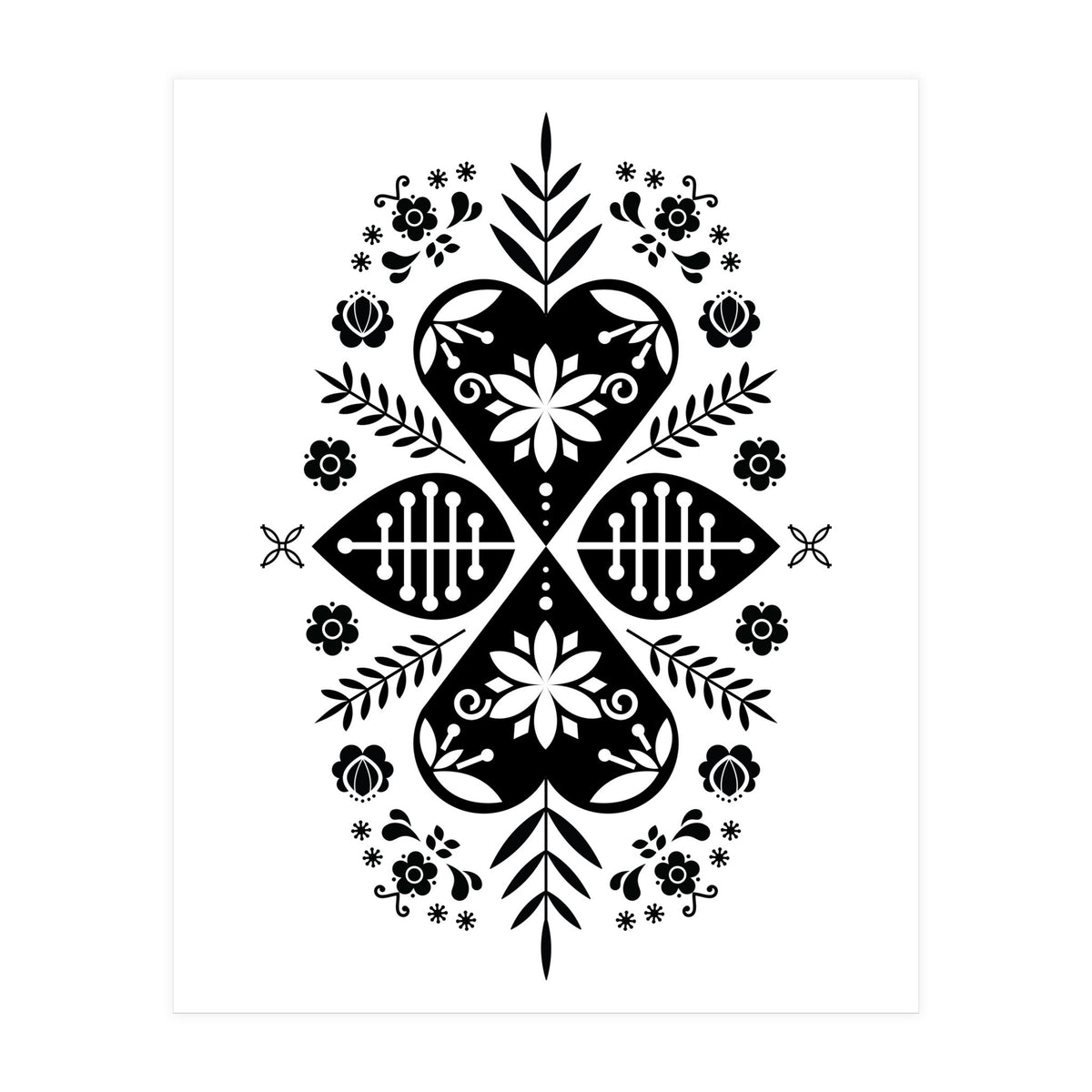 Scandinavian Folk Pattern Monochrome (Print Only)
