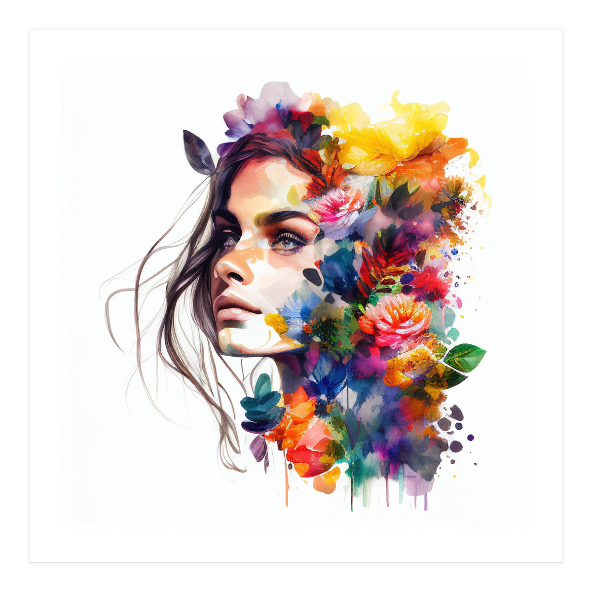 Watercolor Tropical Woman #18 (Print Only)