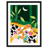 Eclectic Moon Lover | Modern Bohemian Quirky Woman Fashion | Color Pop Dreamer Illustration thumbnail