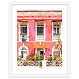 Monkey Business | Watercolor Tropical Goa Architecture Painting | Travel Pastel Pink Blush Building thumbnail