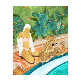 The Wild Side, Human & Nature Connection, Woman With Cheetah Cat, Tiger Painting (Print Only) thumbnail
