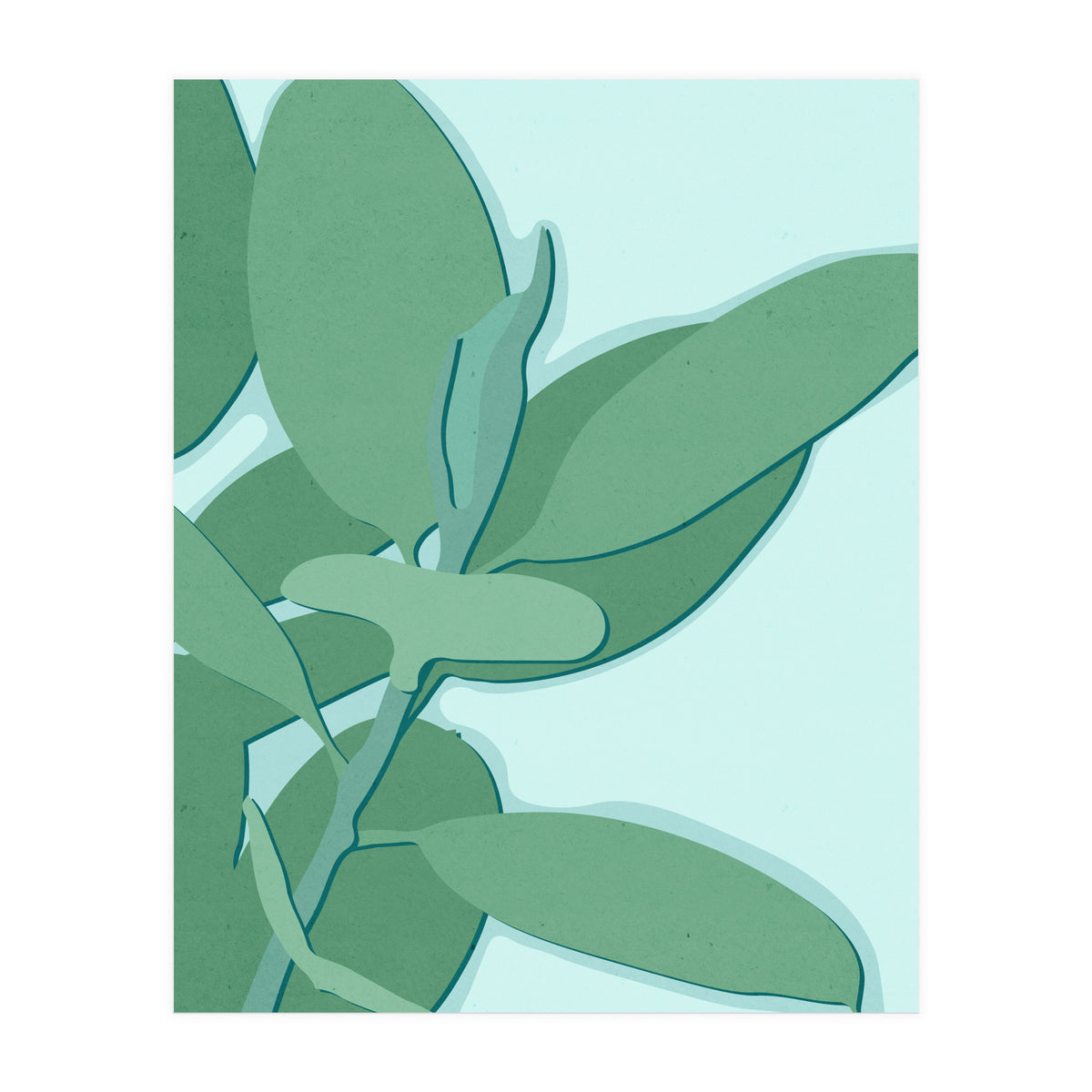 Minimal Rubber Tree Leaves - Greener Eden (Print Only)