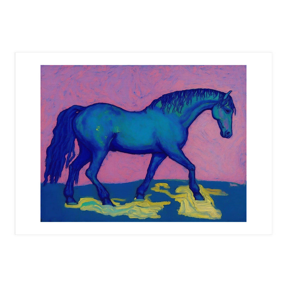 Blue Horse Abstract Painting (Print Only)
