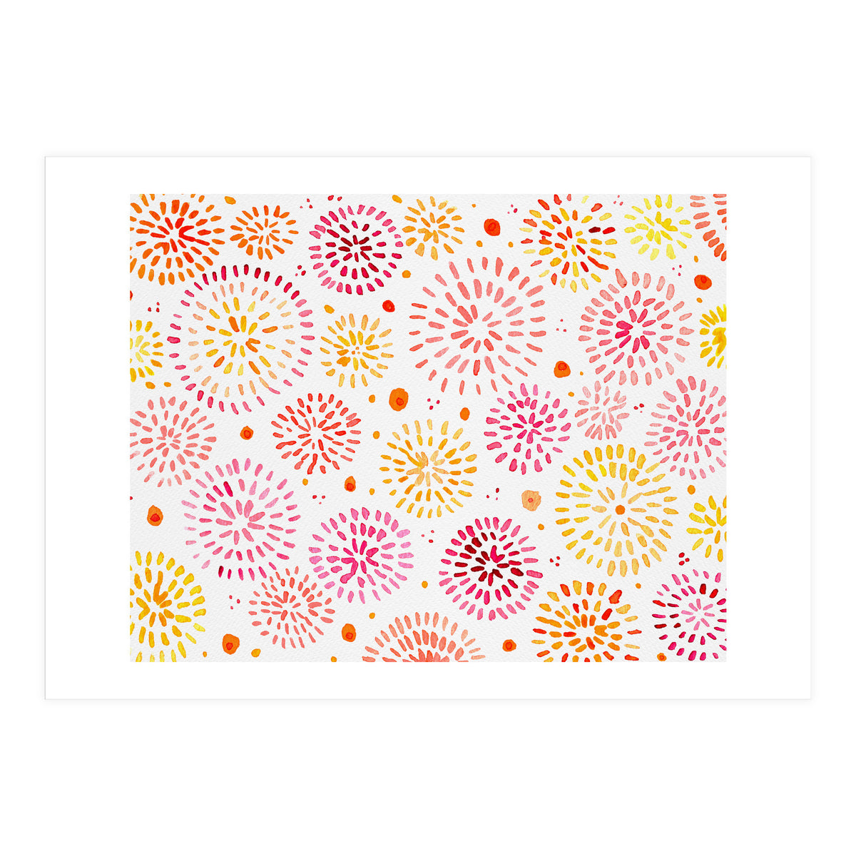 Abstract fireworks pattern in yellow and red (Print Only)