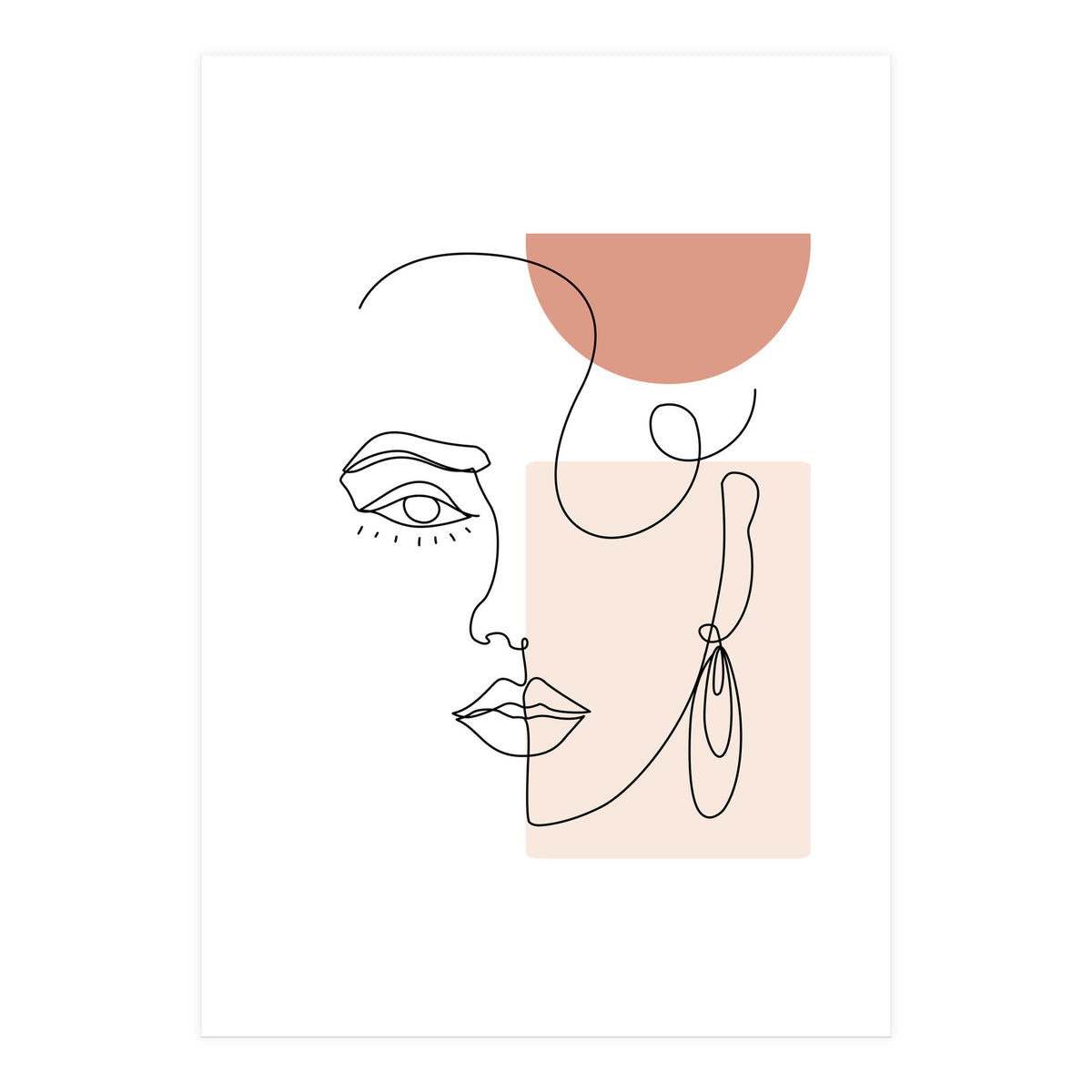 minimal woman face line art (Print Only)