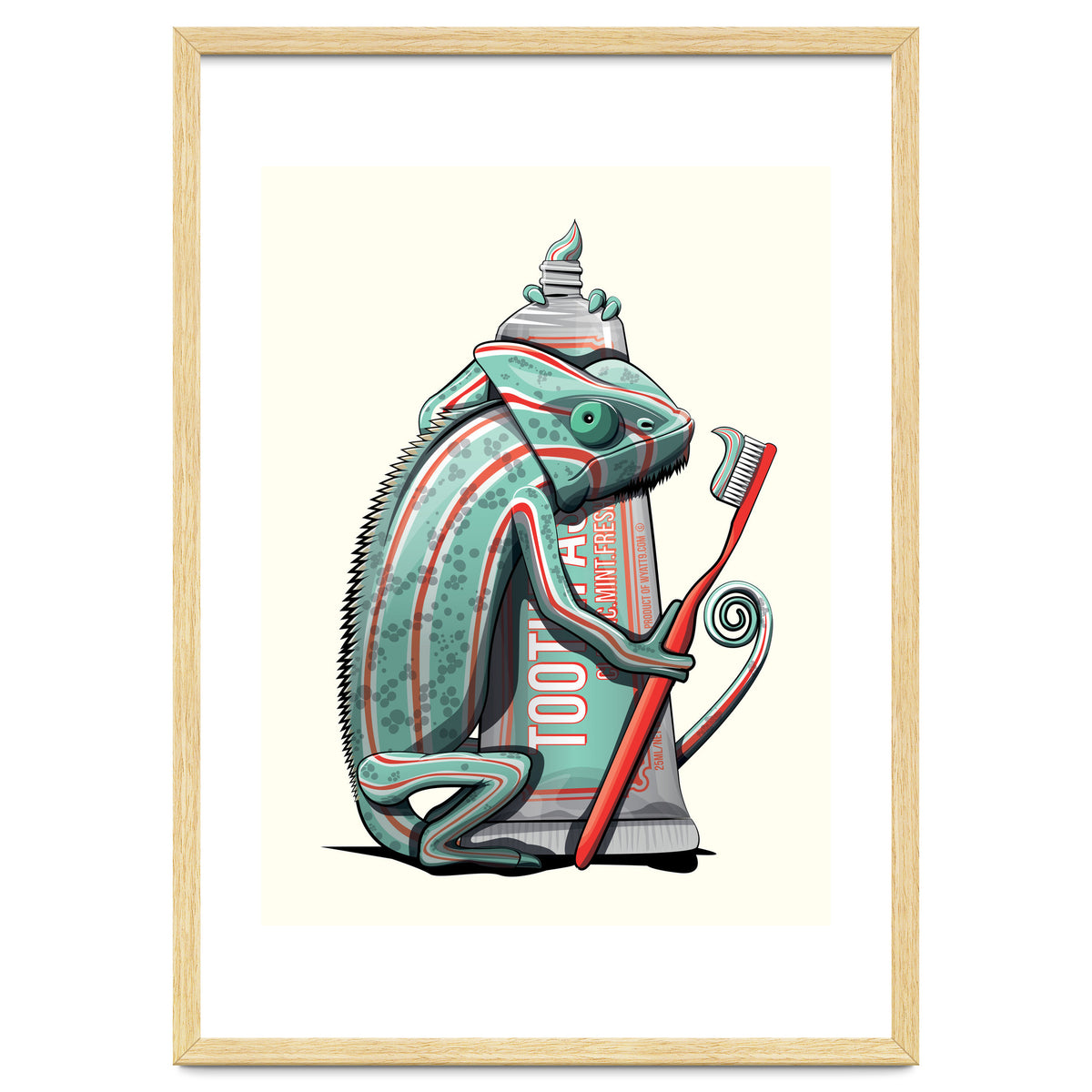 Chameleon Brushing Teeth, Funny Bathroom Humour