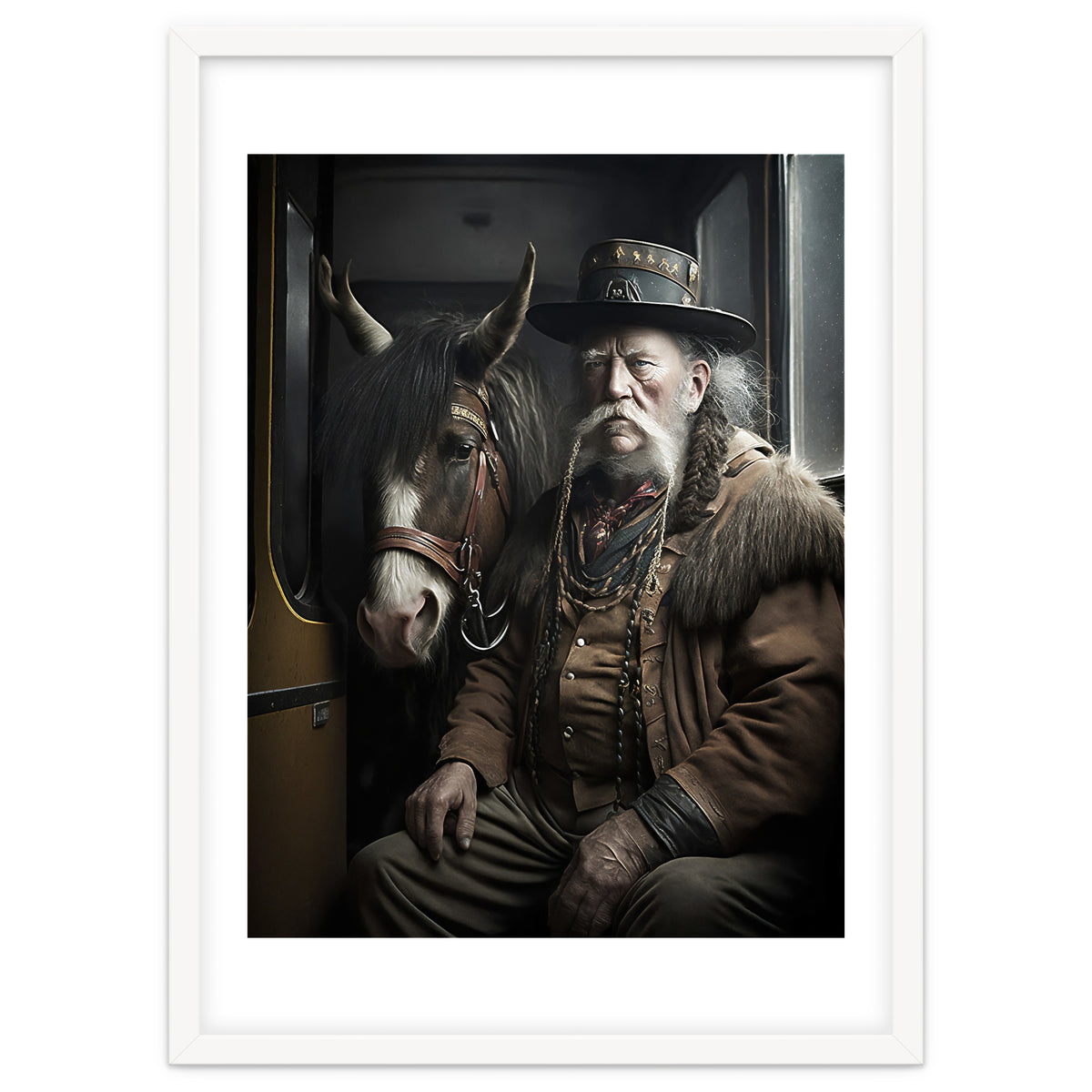 Old Man and His Horse on the Train
