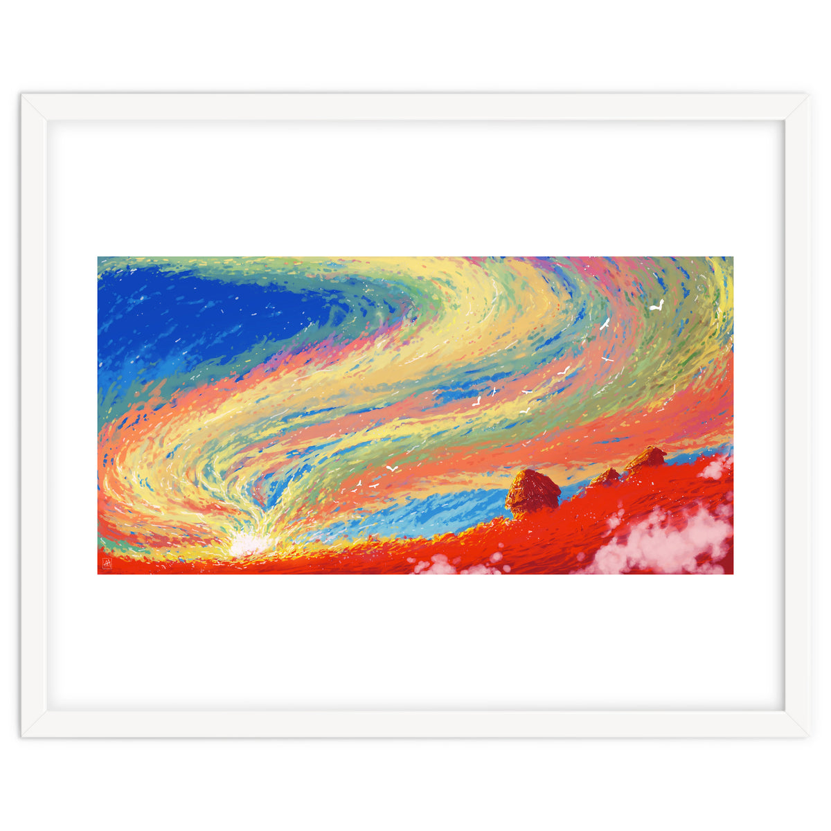 Haystacks At Sunset Reimagined