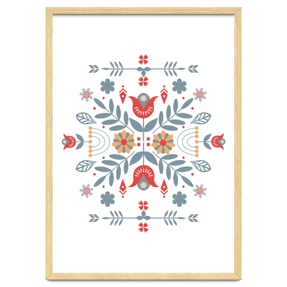 Scandinavian Folk Retro Flower Pattern