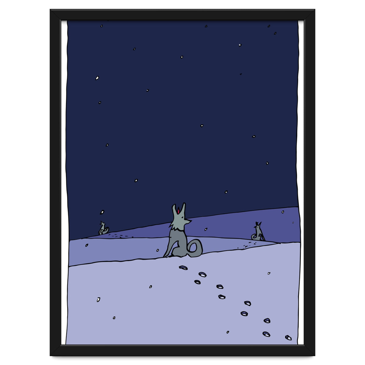 Dogs in Winter Night