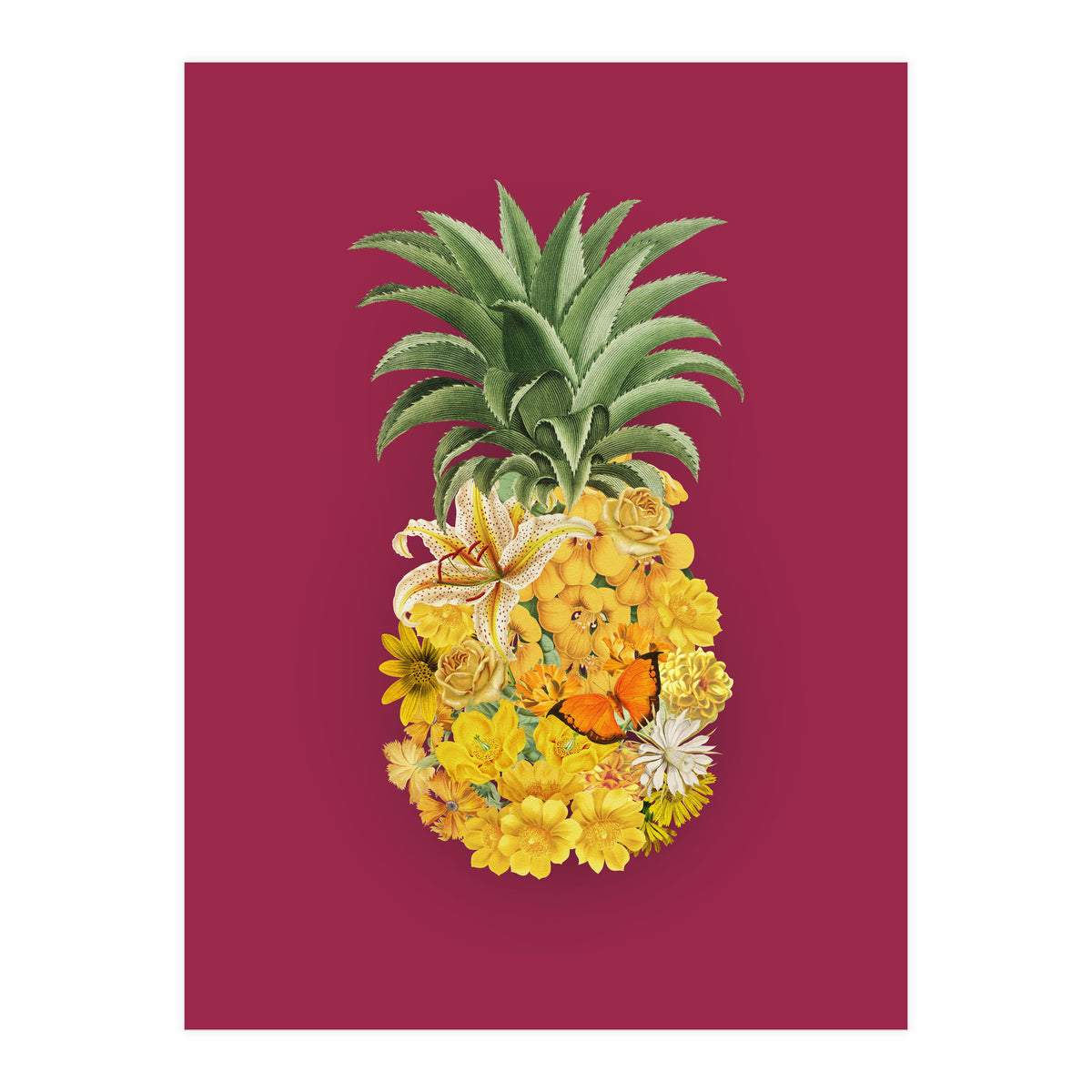 Pineapple Floral Pink (Print Only)