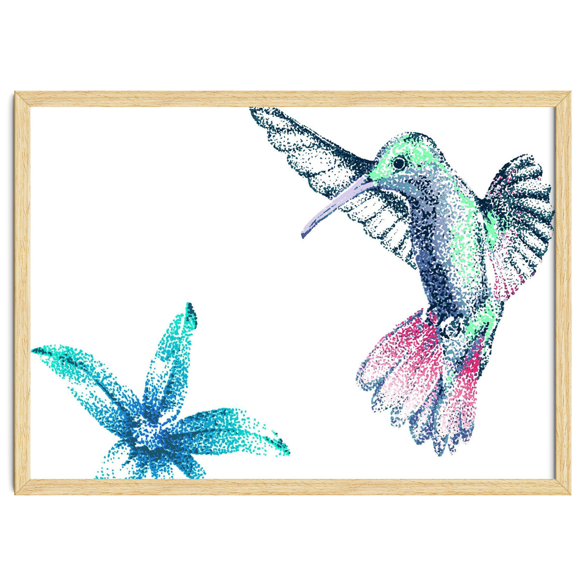 Green Hummingbird And Tropical Flower