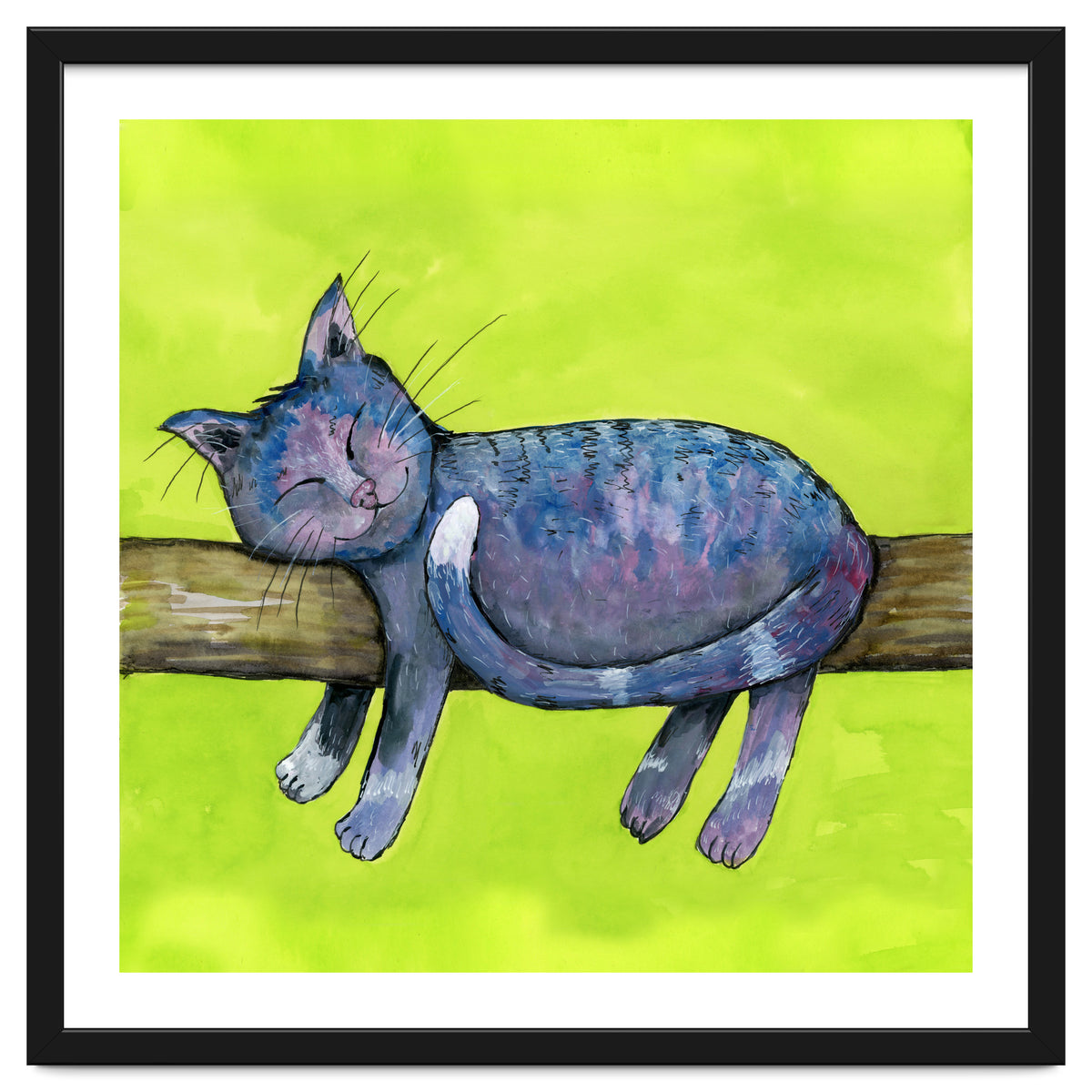 Sleeping cat in purpe