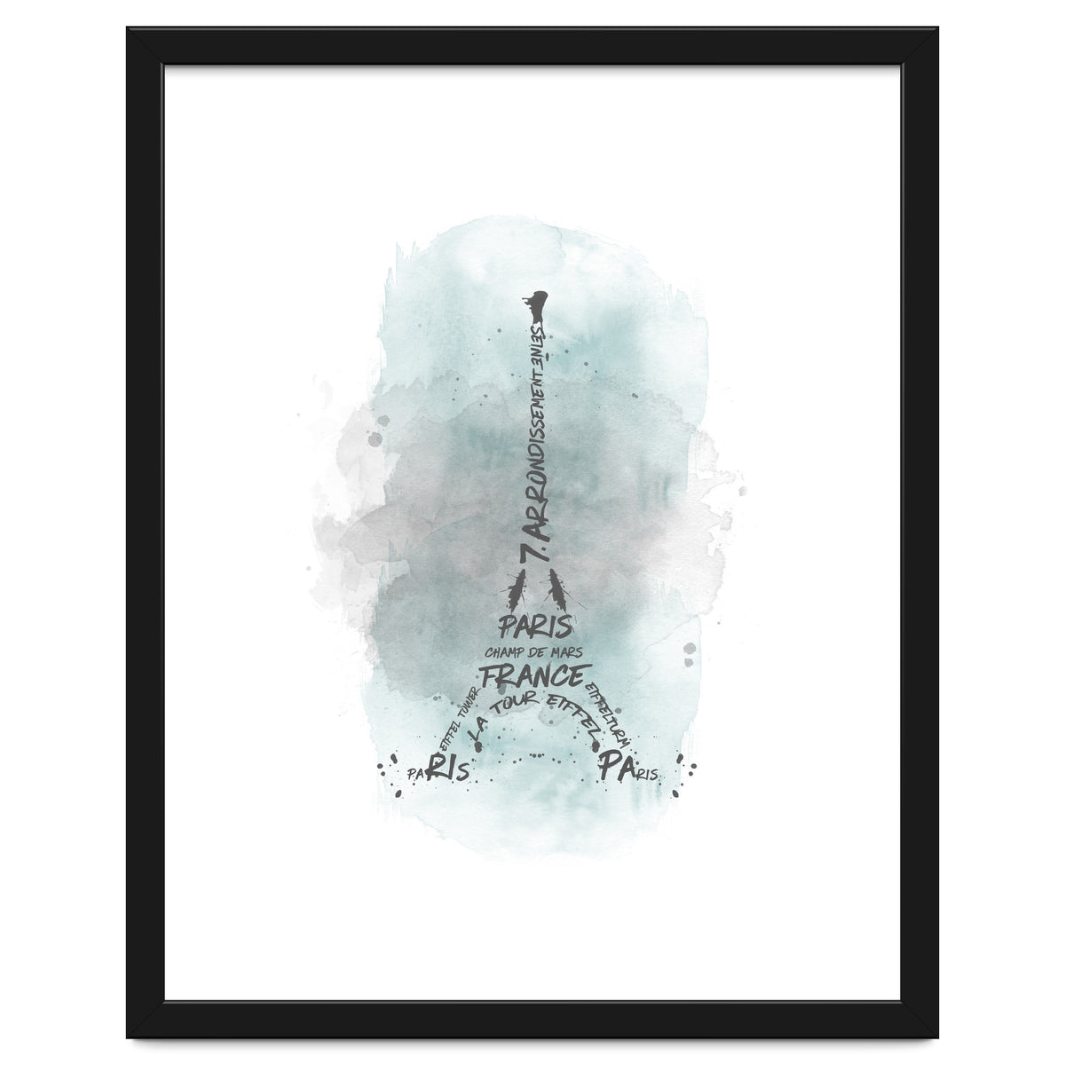 Watercolor Art Eiffel Tower | turquoise