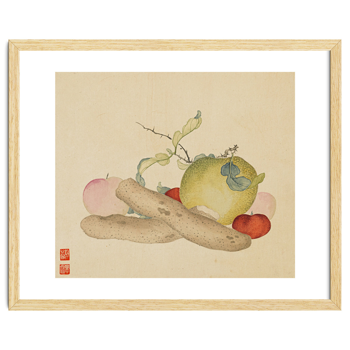 Wang Chengyu~flowers And Vegetables, Vegetables, Fruits, Yam, Apple, Pear