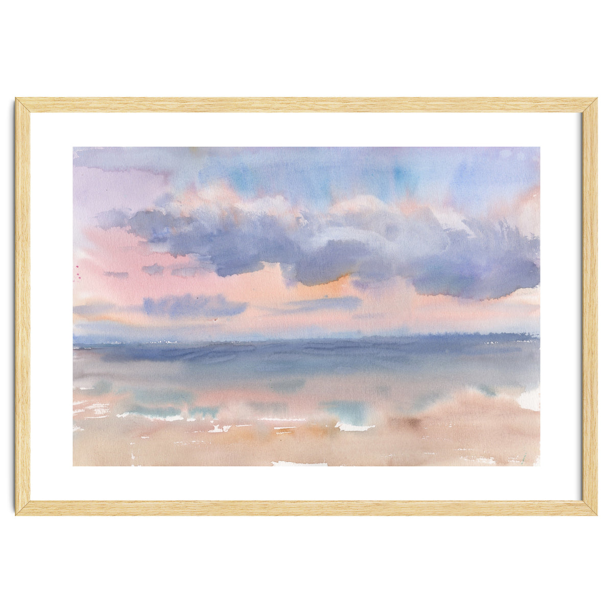 Beautiful morning At The Beach. Watercolor