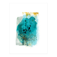 Abstract watercolour turquoise and gold (Print Only)