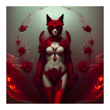 Red Floral Fox Vixen in Lingerie with Roses (Print Only) thumbnail