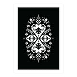 Scandinavian Folk Pattern Monochrome 01  (Print Only) thumbnail
