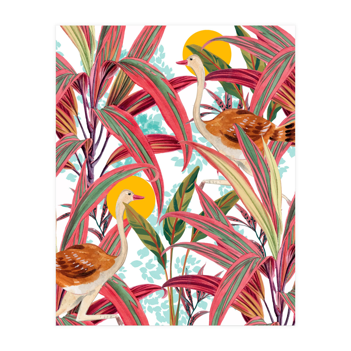 Faith Is The Bird That Feels The Light When The Dawn Is Still Dark, Vintage Botanical Nature Painting Jungle (Print Only)