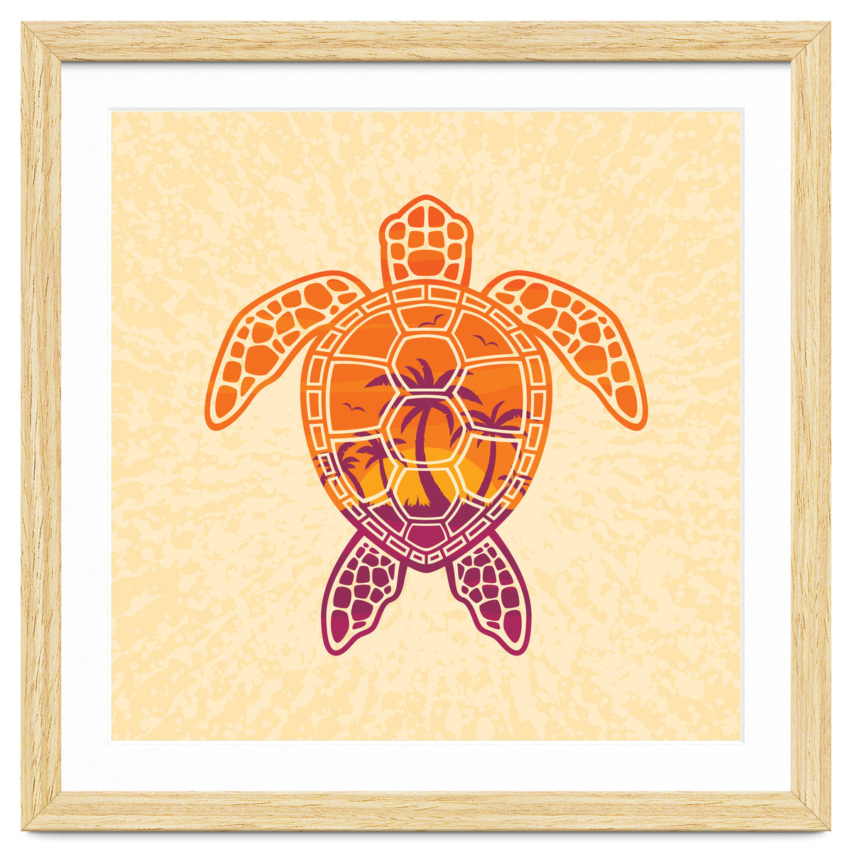 Tropical Sunset Sea Turtle Design
