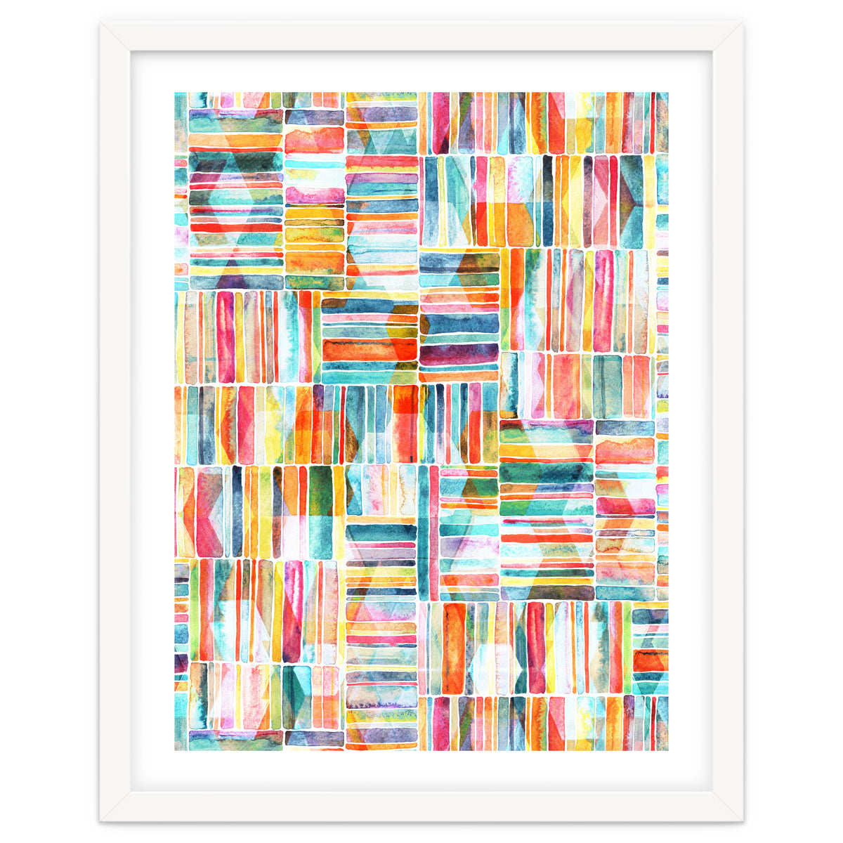 Summer Pastel Geometric and Striped Abstract on white