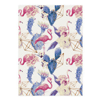 Flamingos, geometric and flowers 02 (Print Only)