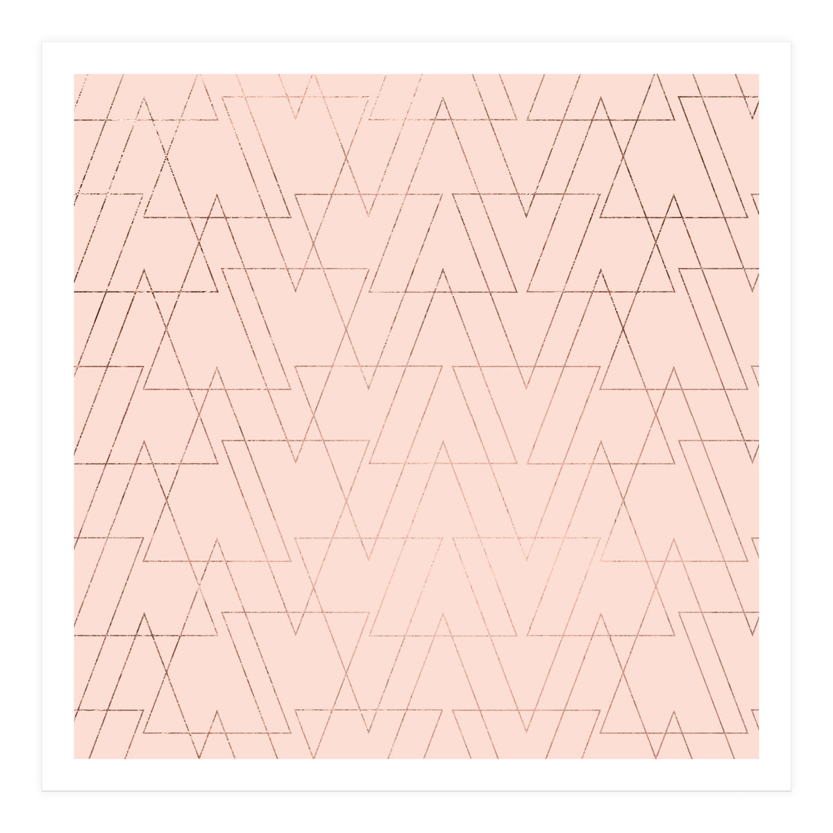 Modern Rose Gold Geometric Thin Triangles Blush Pink Abstract Pattern (Print Only)