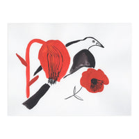 Black Bird And Poppies (Print Only)