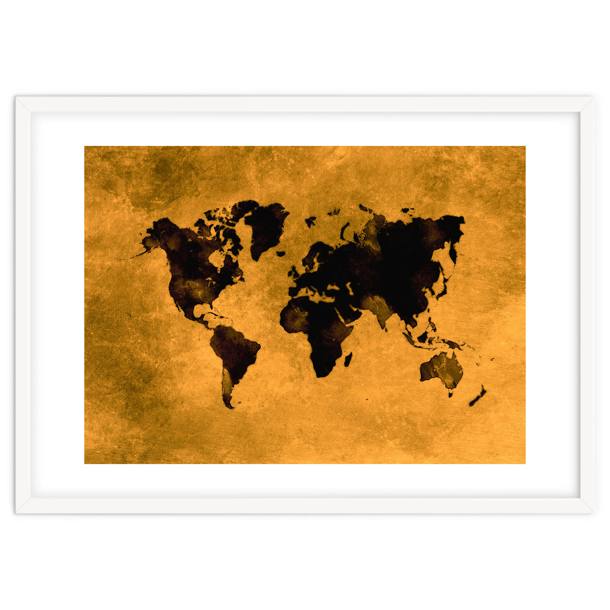 World Map black and yellow digital art